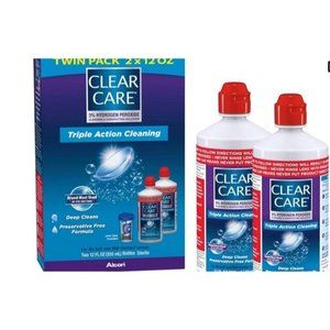 Clear Care Cleaning & Disinfecting Solution with Lens Case, Twin Pack, 12 Fl Oz